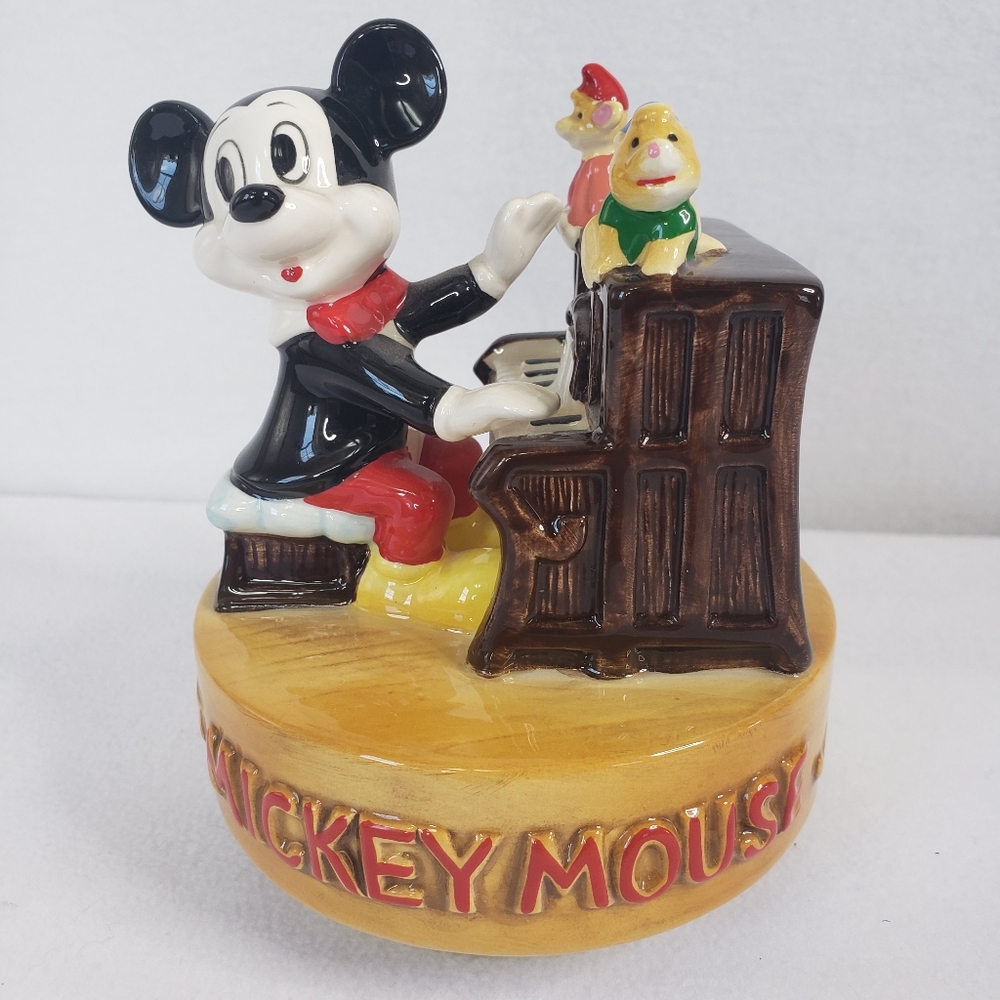 Vintage Walt Disney Mickey Mouse Friends wind up Musical working Playing Piano